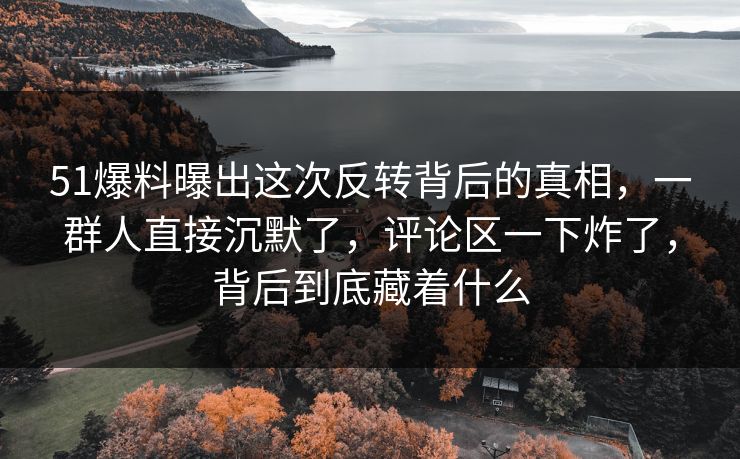 51爆料曝出这次反转背后的真相，一群人直接沉默了，评论区一下炸了，背后到底藏着什么