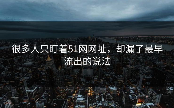 很多人只盯着51网网址，却漏了最早流出的说法