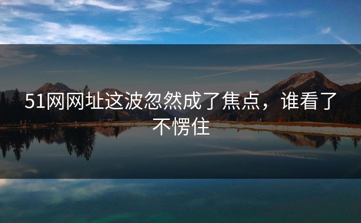 51网网址这波忽然成了焦点，谁看了不愣住