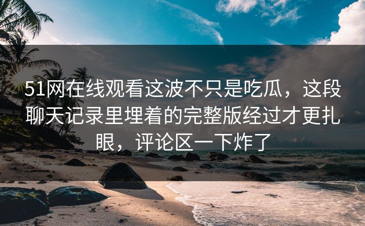 51网在线观看这波不只是吃瓜，这段聊天记录里埋着的完整版经过才更扎眼，评论区一下炸了