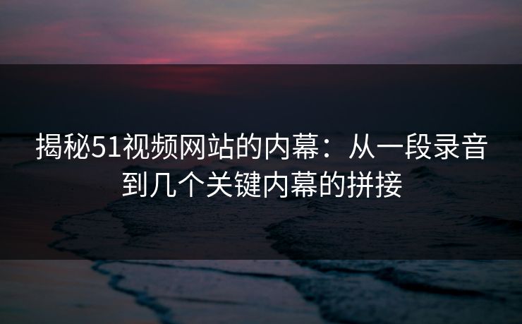 详细阅读:揭秘51视频网站的内幕:从一段录音到几个关键内幕的拼接 揭秘51视频网站的内幕:从一段录音到几个关键内幕的拼接