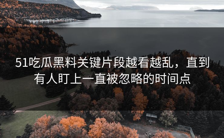 51吃瓜黑料关键片段越看越乱，直到有人盯上一直被忽略的时间点