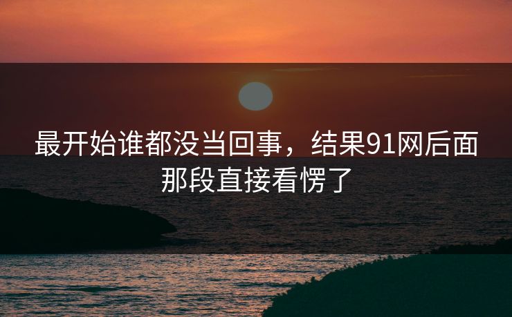 最开始谁都没当回事,结果91网后面那段直接看愣了