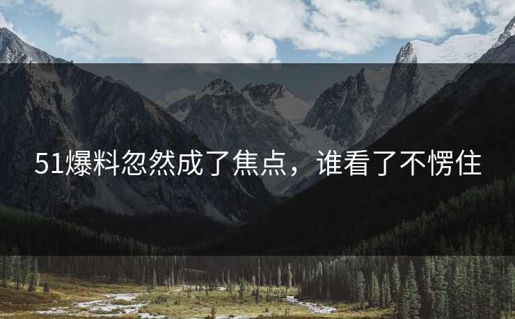 51爆料忽然成了焦点，谁看了不愣住