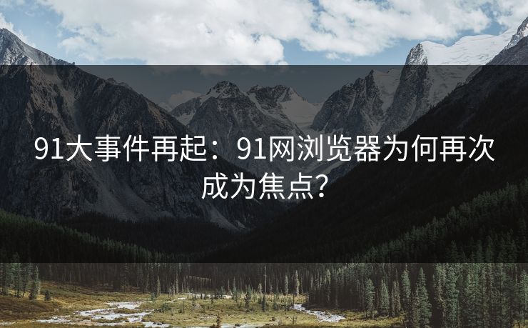 91大事件再起：91网浏览器为何再次成为焦点？
