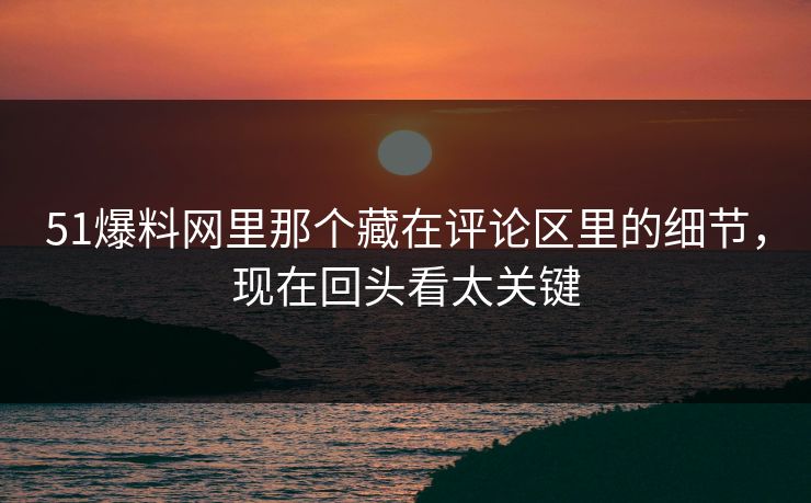 51爆料网里那个藏在评论区里的细节,现在回头看太关键 51爆料网里那个藏在评论区里的细节,现在回头看太关键